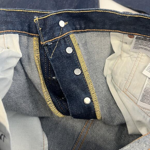 Levis 501 Jeans Mens 36x36 Blue Denim Straight Leg Button Fly Raw 501 - Picture 8 of 13